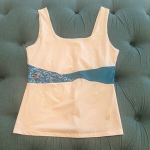 White and Teal Women's Tennis Top